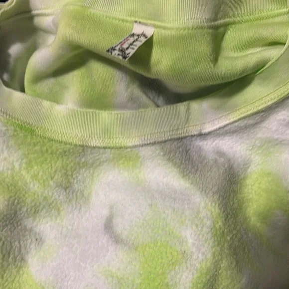 NWT! Free People Kelly Tie Dye Green Citron Grey Sweatshirt Large - Picture 9 of 9